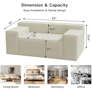 Conjunto de Sofás Reclinables Modernos de Tela - Diseño Compacto, Ecológico, Fácil Instalación, Ahorro de Espacio, Muebles para Sala de Estar y Villa - Product Image 6