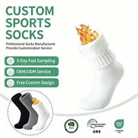 Chaussettes de sport d'hiver thermiques personnalisées OEM ODM en gros, blanches unies, chaudes, doublées de peluche, épaisses, avec revers pliés profonds, pour athlètes