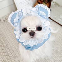 Animal de compagnie chat chien Anti-sale dentelle garniture couvre-chef mignon Bichon frisé couvre-chef Photo drôle