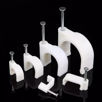 Attaches de fixation murales rondes en plastique pour câbles de 4 mm, 5 mm, 6 mm, 8 mm, 10 mm, avec clous en acier pour câbles coaxiaux