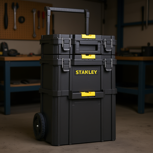 Caja de herramientas modular Stanley con ruedas y asa, sistema de 3 cajones para almacenamiento en taller - Product Image 3