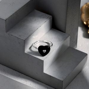 Bague de mariage pour femme Dylam, style métallique, forme cœur personnalisée, argent S925 plaqué rhodium, bijoux - Product Image 6
