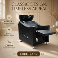 Fauteuil de lavage de luxe pour salon de coiffure, inclinable, design traditionnel, boutons diamant, chaise de shampoing portable en acier inoxydable