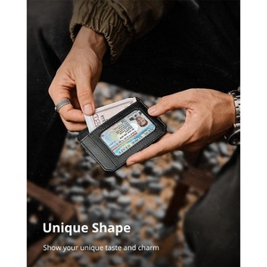 Slim Gift <b>Wallet</b> for Men <b>RFID</b> <b>Blocking</b> Minimalist Vegan Leather Front Pocket Card Holder with Pull Out Strap <b>Wallet</b> - Product Image 4