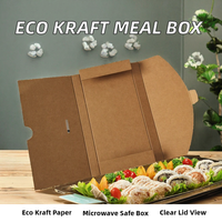 Boîtes repas écologiques biodégradables réutilisables en papier kraft YBLPAK avec couvercles transparents, compatibles micro-ondes et sucre, pour emporter