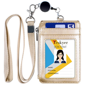Large Capacity <strong>Card</strong> <strong>Case</strong> High Color Id <strong>Card</strong> Holder Zipper Cover Head Pu <strong>Card</strong> <strong>Case</strong> With Lanyard Reel Retractable - Product Image 1