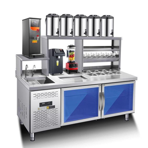 Comptoir de bar à bulles en acier inoxydable avec équipement de réfrigération pour la préparation de thé au lait, shaker pour magasin de thé à bulles - Product Image 1