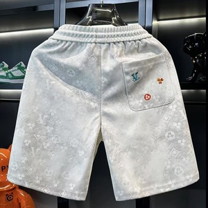 กางเกงขาสั้นลำลองปักลายแฟชั่นยุโรประดับไฮเอนด์สำหรับผู้ชาย แบรนด์ดัง ทันสมัย ประจำฤดูร้อนปี 2025 กางเกงชายหาดแบบมีเชือกผูก - Product Image 5