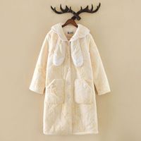Peignoir de nuit en velours corail rembourré en coton à trois couches, à manches longues, à capuche, thermique, pour femme, automne/hiver, vêtement d'intérieur
