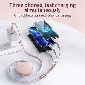 Hot Sale Customized Logo Retractable <strong>Multi</strong> Charging Cord 3 in 1 Fast Charging Cable USB C <strong>Charger</strong> with L/Type C/Micro Ports - Product Image 3