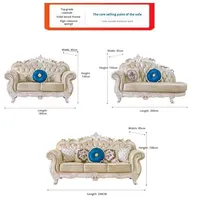 Ensemble de canapés sectionnels Chesterfield européens en similicuir, rembourrage en éponge, structure en bois massif, motif sculpté, personnalisable