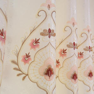 <span class=keywords><strong>Pas</strong></span> <span class=keywords><strong>cher</strong></span> en gros luxe motifs de broderie florale pure tulle fenêtre porte rideau ensemble salon chambre - Product Image 2