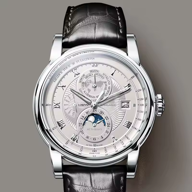 Authentic Men's Fully Automatic Mechanical Watch Luxury Brand Waterproof 5ATM Stainless Steel Genuine Leather Band Pointer