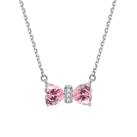 Collier minimaliste en argent sterling 925 avec pendentif nœud et pierre précieuse en forme de cœur, 12 pierres de naissance, pour femme