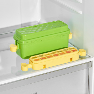 Ice Cube Mold Rectangle Plastic Lid With Press Type For Refrigerator Storage Family Party Use White And Green - Product Image 2