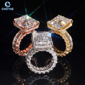 Gold Plated Moissanite Fully Band Iced Out Solid Sterling <b>Silver</b> 925 Hip Hop Jewelry VVS <b>Emerald</b> Moissanite Diamond Band <b>Ring</b> - Product Image 4