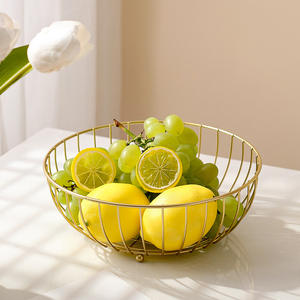 Plateau à fruits rond en fer forgé laqué de style nordique, panier de rangement portable pour bonbons, plateau à collations de luxe - Product Image 4