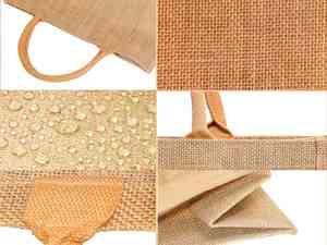 Sac fourre-tout en toile de jute avec poignées, sacs d'épicerie réutilisables imperméables pour cadeaux et voyages - Product Image 5