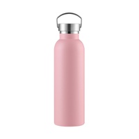 Bouteille d'eau isotherme à double paroi 17OZ/500ML à large ouverture, en acier inoxydable 304, avec couvercle à poignée