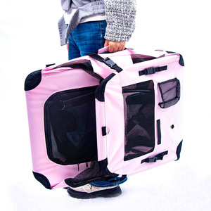 Jaula Plegable para Mascotas con Marco <span class=keywords><strong>de</strong></span> Acero Inoxidable, Jaula Grande y Plegable para Perros y Gatos, Ventanas <span class=keywords><strong>de</strong></span> Malla Transpirable, Transportín Portátil para Viajes - Product Image 1