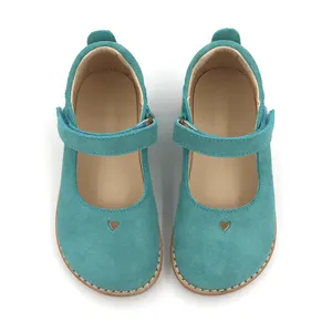 Sapato de couro genuíno para meninas, sapato de couro de alta qualidade para crianças