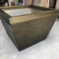 Pot Bunga Luar Ruangan Modern Henge FI-66304 dari Baja Anti Karat dengan Finishing Cermin dan Lampu LED untuk Taman dan Rumah