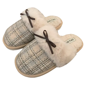 New Casual Winter Warm Slippers Cute Bow Tie PVC Couple Set - Product Image 4