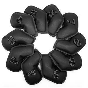 Échantillon Gratuit - Nouvelle Collection : Housses de Protection pour Têtes de Fer de Golf en Cuir PU Noir (11 pièces/ensemble) - Vente Flash - Product Image 1