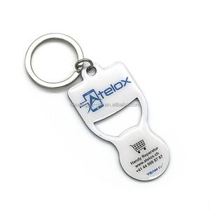Stainless Steel Germany Shopping Trolley Carts Token Epoxy <b>Keychain</b> Laser Logo Supermarket Trolley Keyring - Product Image 2