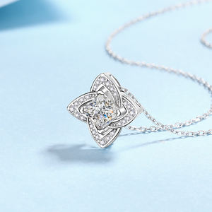 תכשיטים משובחים s925 כסף סטרלינג 1 נסיכה לחתוך missanite תלתן שרשרת תליון moissanite לנשים - Product Image 3