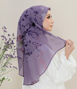 Malaisie Prêt à Porter Khimar Georgette Hijab Châles Imprimé Semi Instantané en Mousseline de Soie Hijab pour les Femmes - Product Image 2