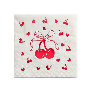 Gold-stamped <b>red</b> cherry napkins, square napkins, party and gathering special disposable <b>paper</b> napkins for restaurants, - Product Image 5