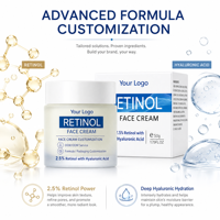 Crème au rétinol 2,5 % personnalisable, crème pour le visage anti-rides avec acide hyaluronique pour affiner la texture de la peau, hydrater et soigner les pores