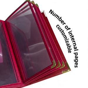 Cubierta <span class=keywords><strong>de</strong></span> <span class=keywords><strong>Menú</strong></span> Personalizable con Logotipo, <span class=keywords><strong>de</strong></span> Cuero PU Rojo Vino <span class=keywords><strong>de</strong></span> Lujo, con Borde Dorado, para <span class=keywords><strong>Cafetería</strong></span>, Hotel, Restaurante, Carpeta para Facturas, Portamenús - Product Image 3