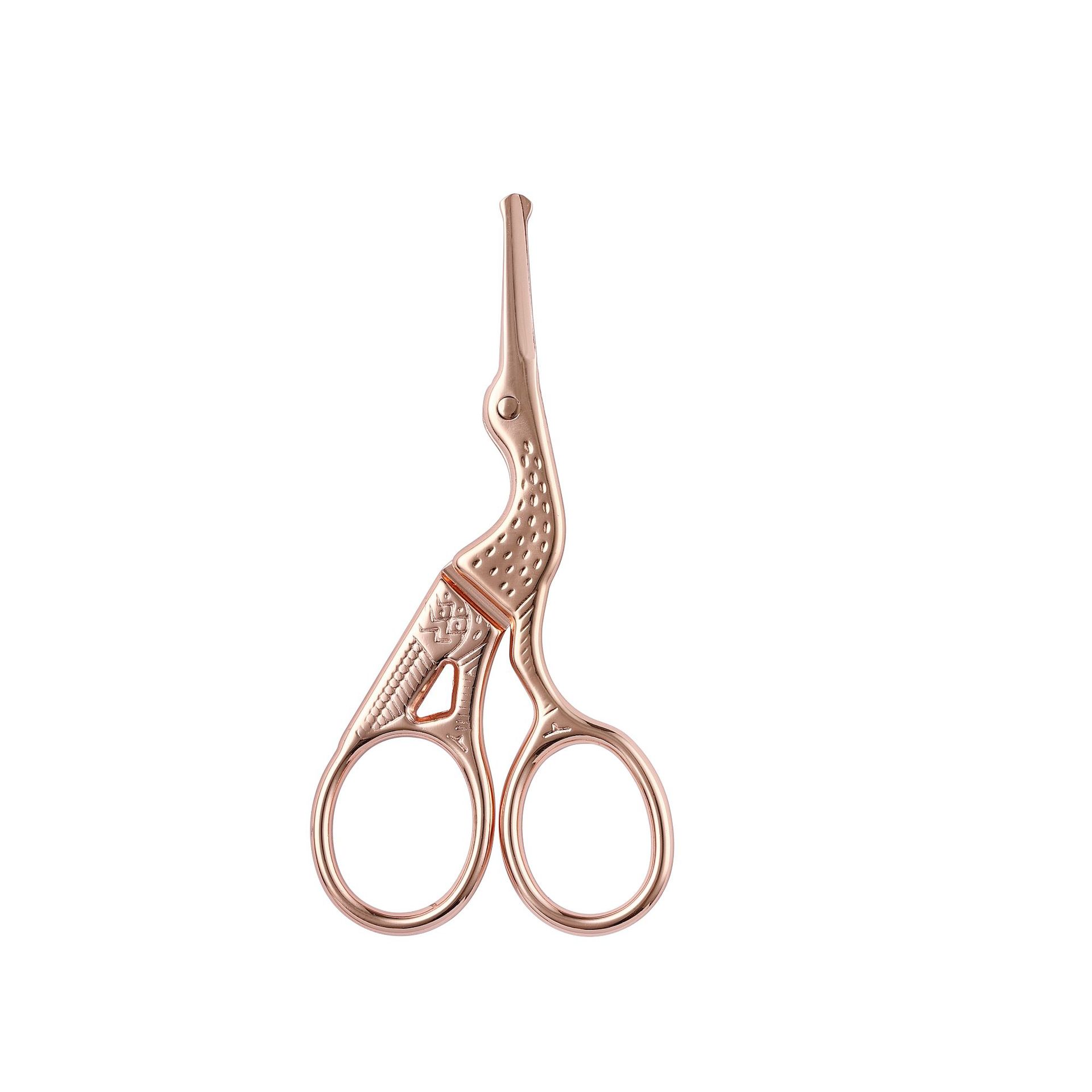 Cisaille grue dorée rose tête ronde (9,5cm)