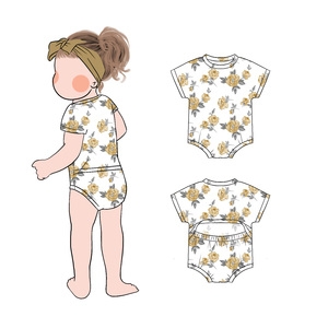 Fabrieksgroothandel Zomer Baby Romper Op Maat Logo Korte Mouwen Korte Broekjes Ademend Huidvriendelijk Open Rug Nieuwgeboren Outfit - Product Image 5