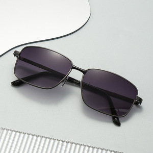 Sunglasses <b>Square</b> Metal <b>Frame</b> <b>Gold</b> UV400 Protection For Men Driving And Outdoor Use - Product Image 2