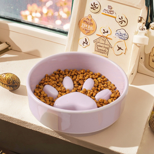 Easy-to-Clean Modern Ceramic Wooden Stand <strong>Cat</strong> Bowl-Elevated <strong>Slow</strong> <strong>Feeder</strong> for Kittens &amp; Senior <strong>Cats</strong> Eco-Friendly - Product Image 1