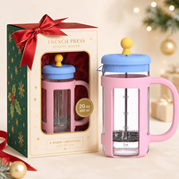 Cafetera Francesa de Vidrio para Regalo de Navidad, 350ml 600ml 1000ml, de Borosilicato, para Café Frío y Té, con Logotipo Personalizado Colorido