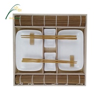 Lot de 8 pièces de vaisselle contemporaine pour sushi, avec logo personnalisé, coffret cadeau, set de table en bambou, baguettes, cadeau de mariage pour restaurant, OEM