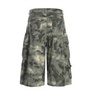 Custom Cropped Zipper Fly Cargo Shorts Camo Pattern Woven Twill Cotton Mid <strong>Waist</strong> Embroidered Skate Jeans <strong>Capri</strong> Size Print - Product Image 3