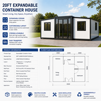 Casa Contenedor Expandible y Transpirable LESEN, Vivienda Modular Moderna, Resistente al Viento, Duradera e Impermeable, Edificio de Oficinas