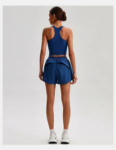 Ensemble de yoga 2 pièces pour <span class=keywords><strong>femme</strong></span> : Haut de <span class=keywords><strong>sport</strong></span> à col carré et <span class=keywords><strong>short</strong></span> de course couleur unie, coupe ajustée pour l'entraînement et la gym - Product Image 5
