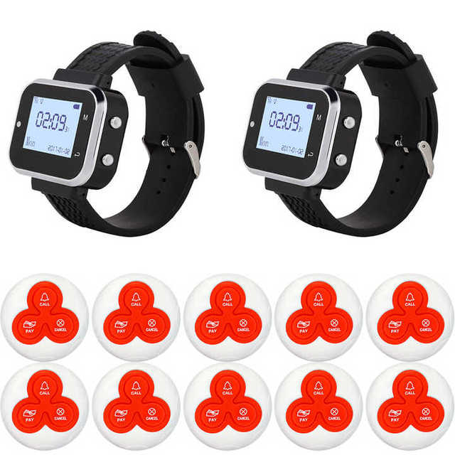 Wireless Waiter Watch System Call Bell Button with Hookah Service for Cafe Restaurant Clinic Hospital Application