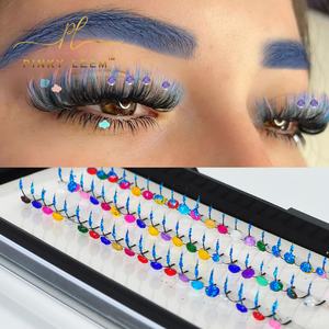 Cils individuels Pinky leem, marque privée, couleur diamant, paillettes, soie synthétique, plateaux colorés, extensions de cils - Product Image 2