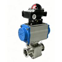 Vanne à boisseau sphérique pneumatique à plateforme haute en acier inoxydable 304/316L, trois pièces, raccord à collier, taille de port 1/2-4 pouces, personnalisable ODM/OEM