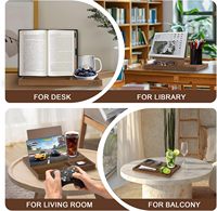 Support de lecture en bois d'acacia en forme de triangle avec plusieurs supports pour table de chevet, bureau, bibliothèque - Cadeau pour les amoureux des livres