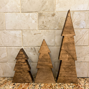 Ensemble de décorations de Noël en bois, 3 pièces, décoration de table rustique pour la maison, thème forêt d'hiver - Product Image 1