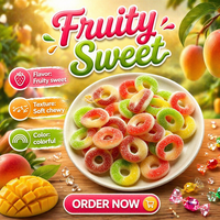 Usine OEM/ODM, vente en gros de bonbons gélifiés acidulés et sucrés en forme d'anneaux, saveurs de fruits mélangées, confiserie douce