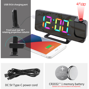 Tùy Chỉnh 3D Đồng Hồ Treo Tường Với Mini Gương Hiển Thị USB Nhiệt Độ Thời Gian Báo Động Máy Chiếu Bàn Điện Tử Đồng Hồ Để Sử Dụng Nhà - Product Image 5
